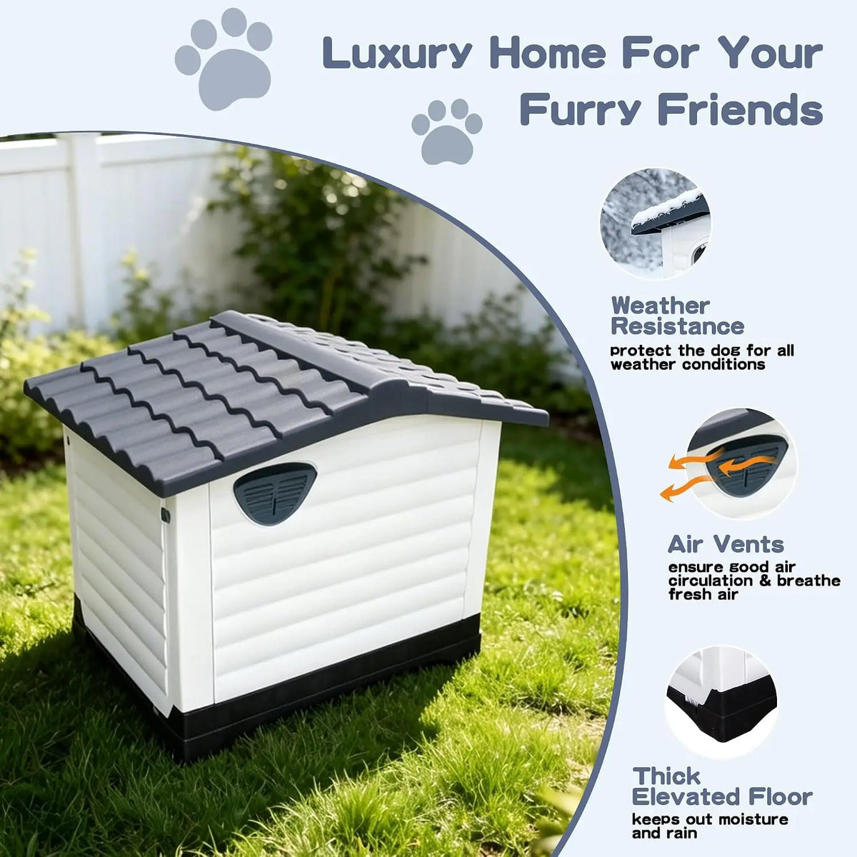 Twister Waterproof Two Door Dog House With Elevated Base