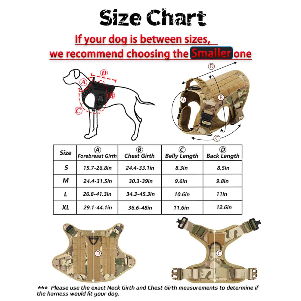 Padded Tactical Dog Harness Leash Set With Quick Release Handle