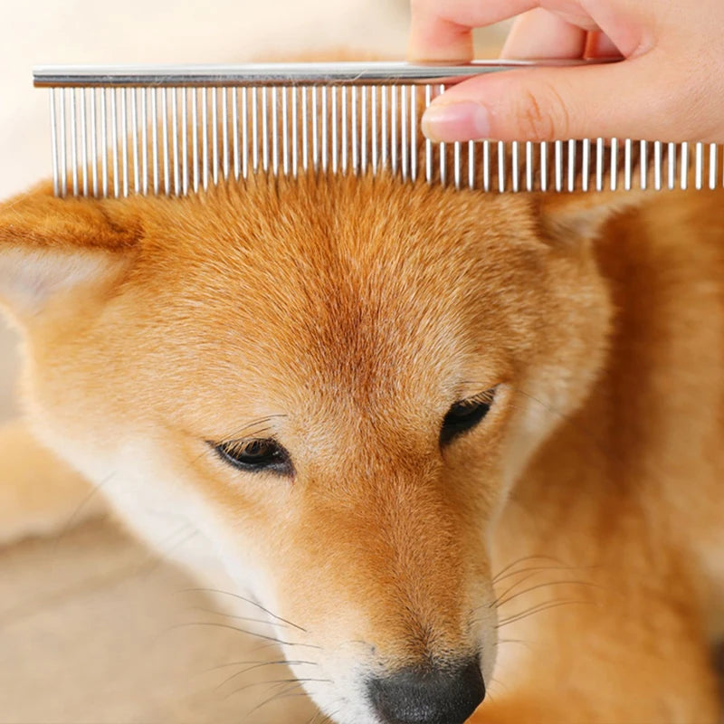 Premium Stainless Steel Grooming Comb for Thick Pet Fur Removal