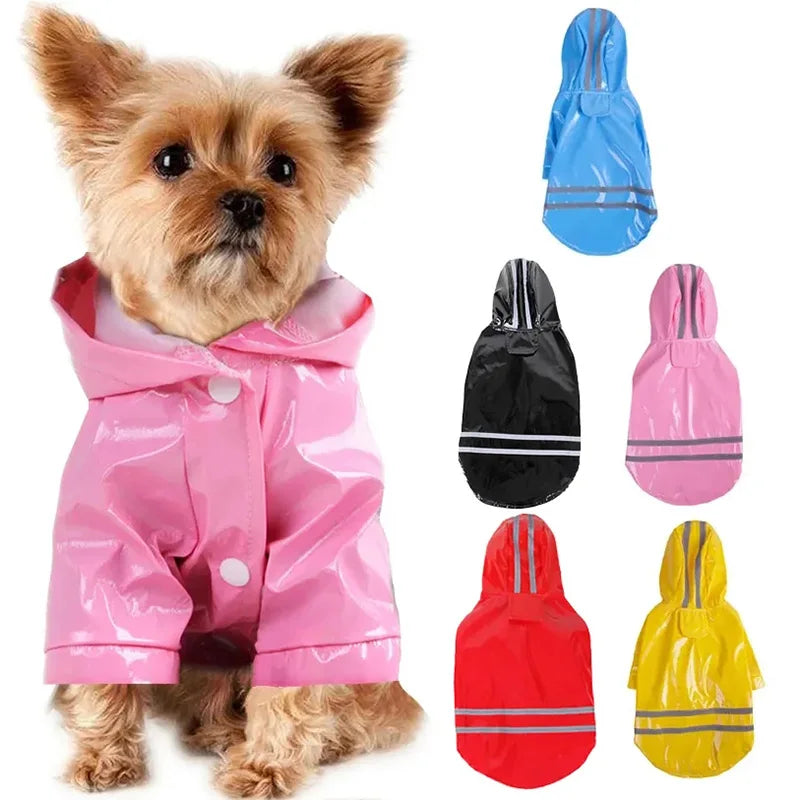 Waterproof Pet Raincoat With Reflective Hood For Small Pets
