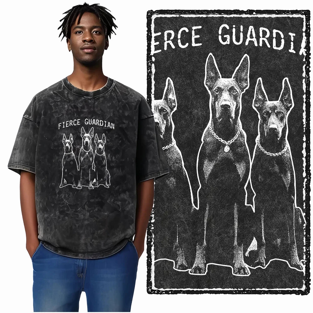 The Coolmind Doberman Graphic Printed Cotton Unisex Streetwear T Shirt