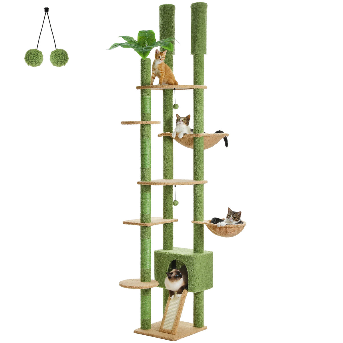 PAWZ Road Height Adjustable Wooden Cat Tower With Hammock