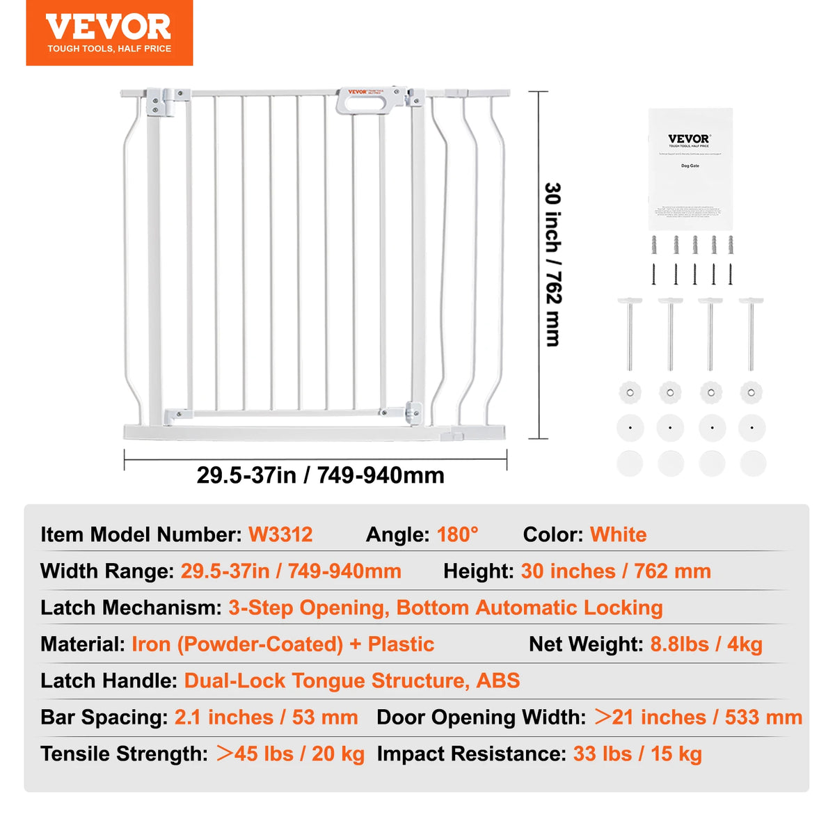 SucceBuy Baby Gate Walk Thru With Pressure Mount Barrier