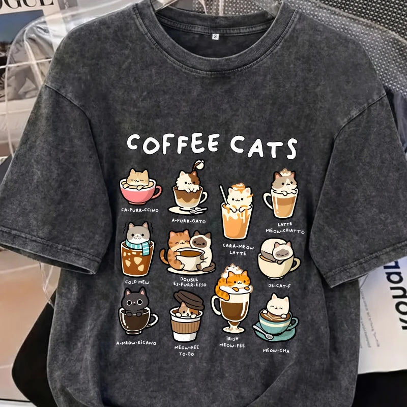 Coffee Cat Emoji Graphic T Shirt For Men And Women