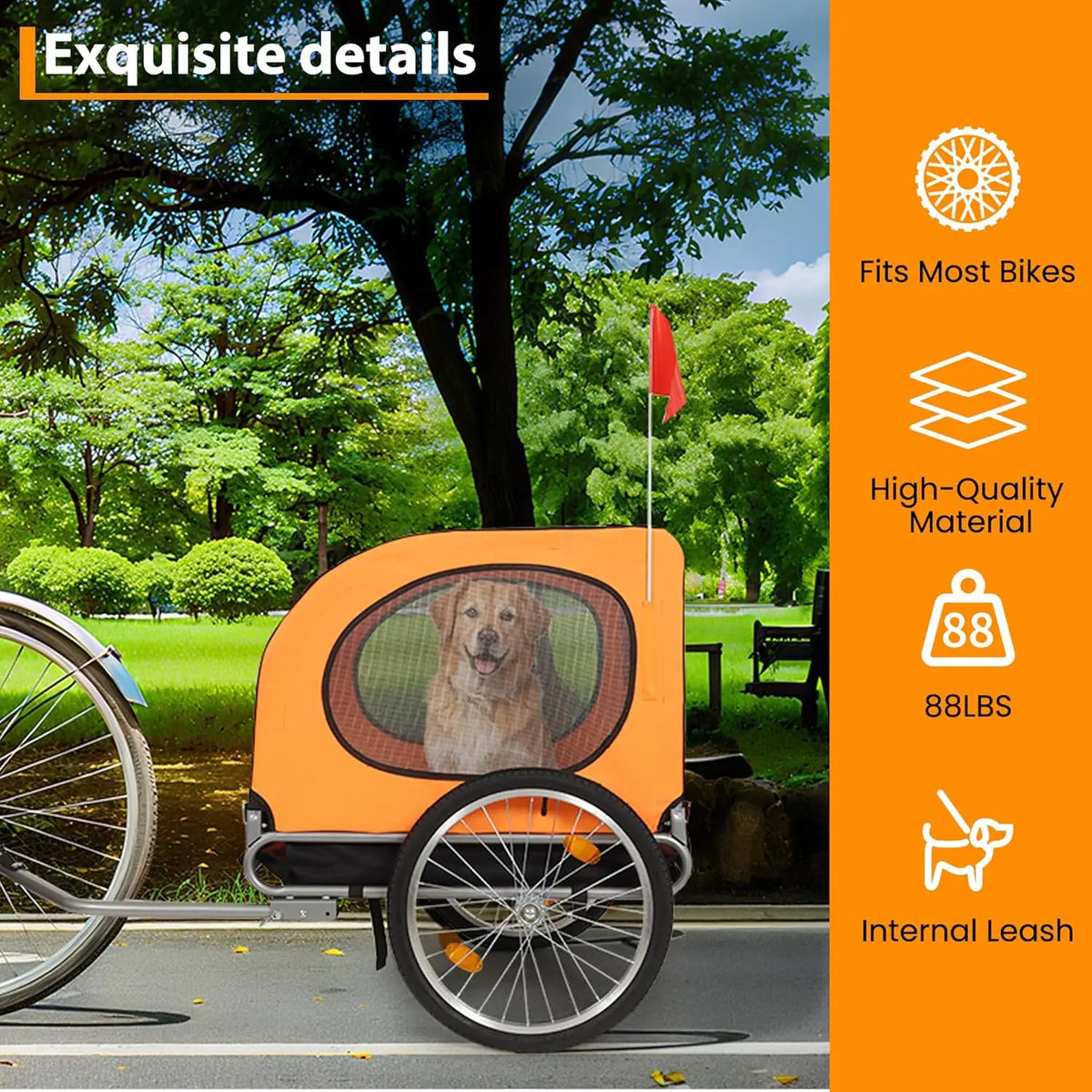 Twister.Ck Premium Foldable Dog Bike Trailer With Quick Release Wheels
