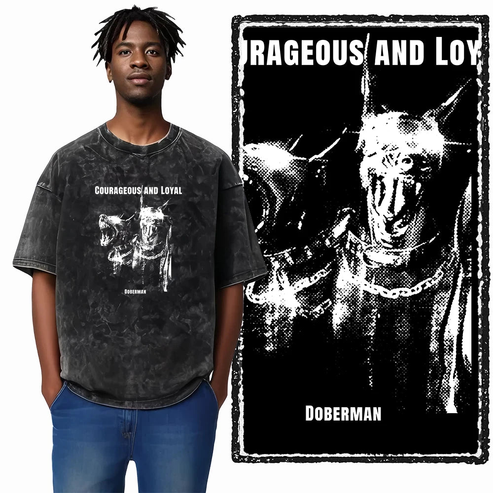 The Coolmind Doberman Graphic Printed Cotton Unisex Streetwear T Shirt