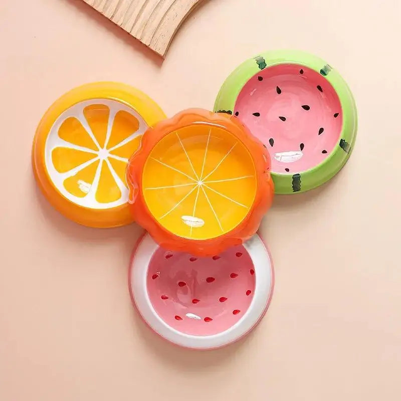 Watermelon Strawberry Ceramic Slow Feeder Bowl For Cats