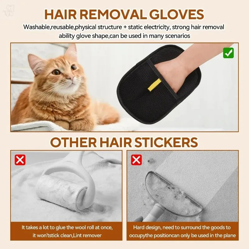 Reusable Static Pet Hair Removal Gloves For Clothes And Upholstery
