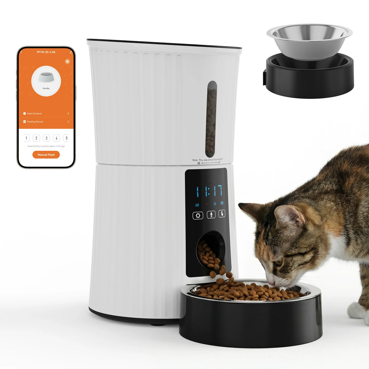 Smart Automatic Cat Feeder With App Control Dual Power Supply