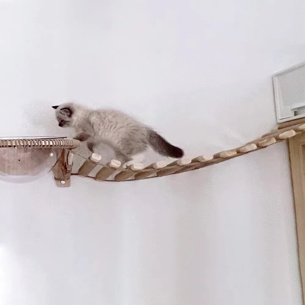 CWV Wooden Sisal Cat Bridge Ladder For Indoor Pets