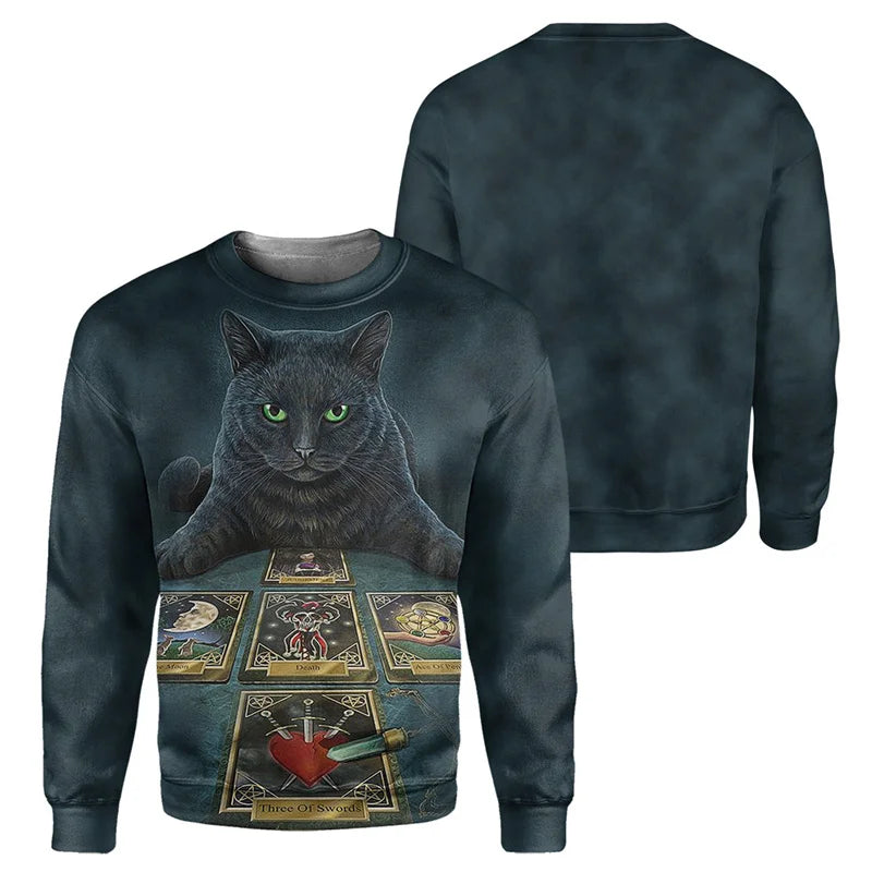 Cute Cat 3D Printed Mens Casual Long Sleeve Sweatshirt