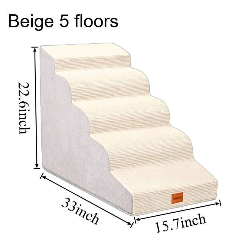 Foam Dog Stairs With Washable Cover For Beds And Sofas