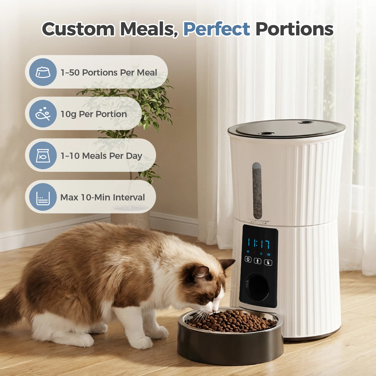 Smart Automatic Cat Feeder With App Control Dual Power Supply