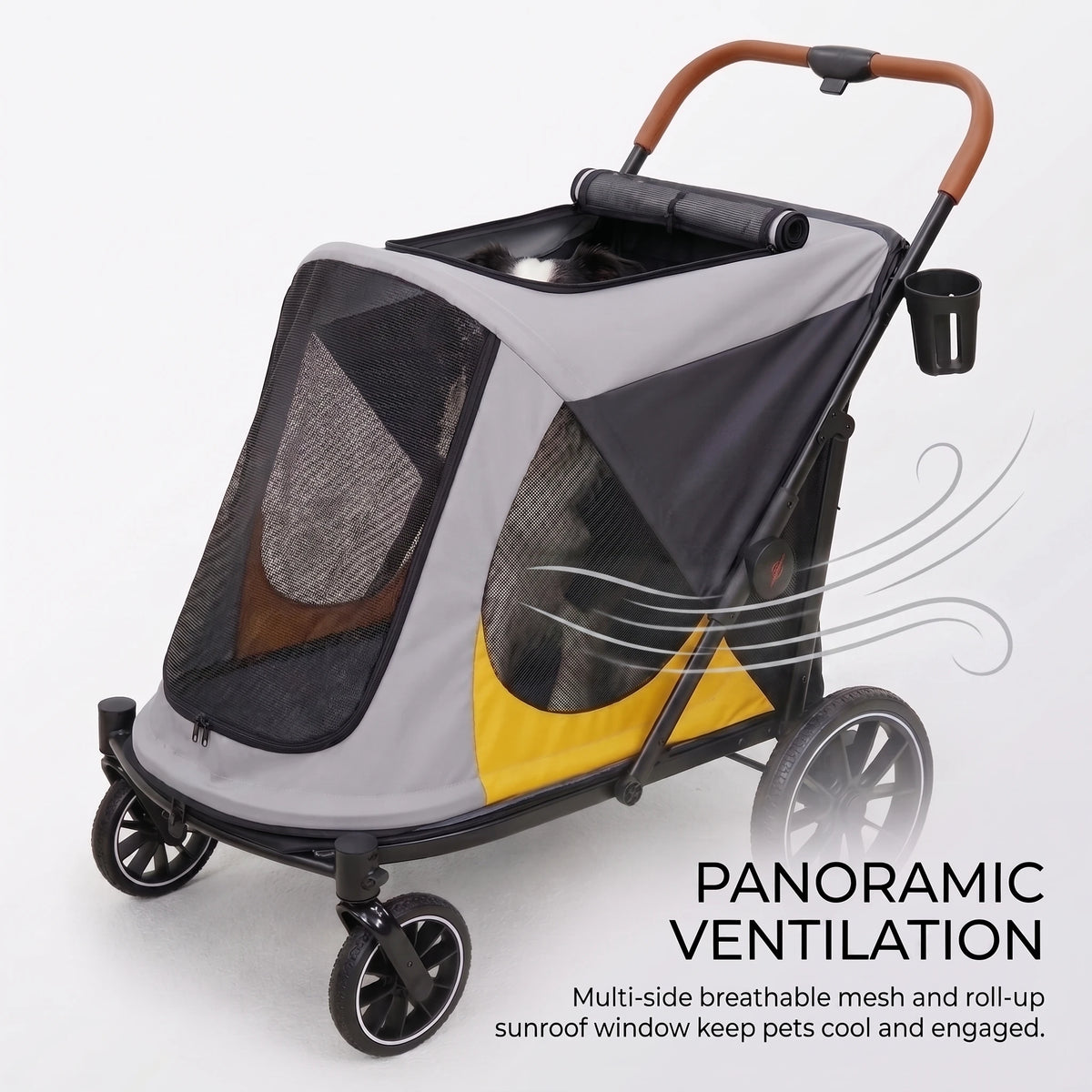 Foldable Four Wheel Dog Stroller With Shock Absorption