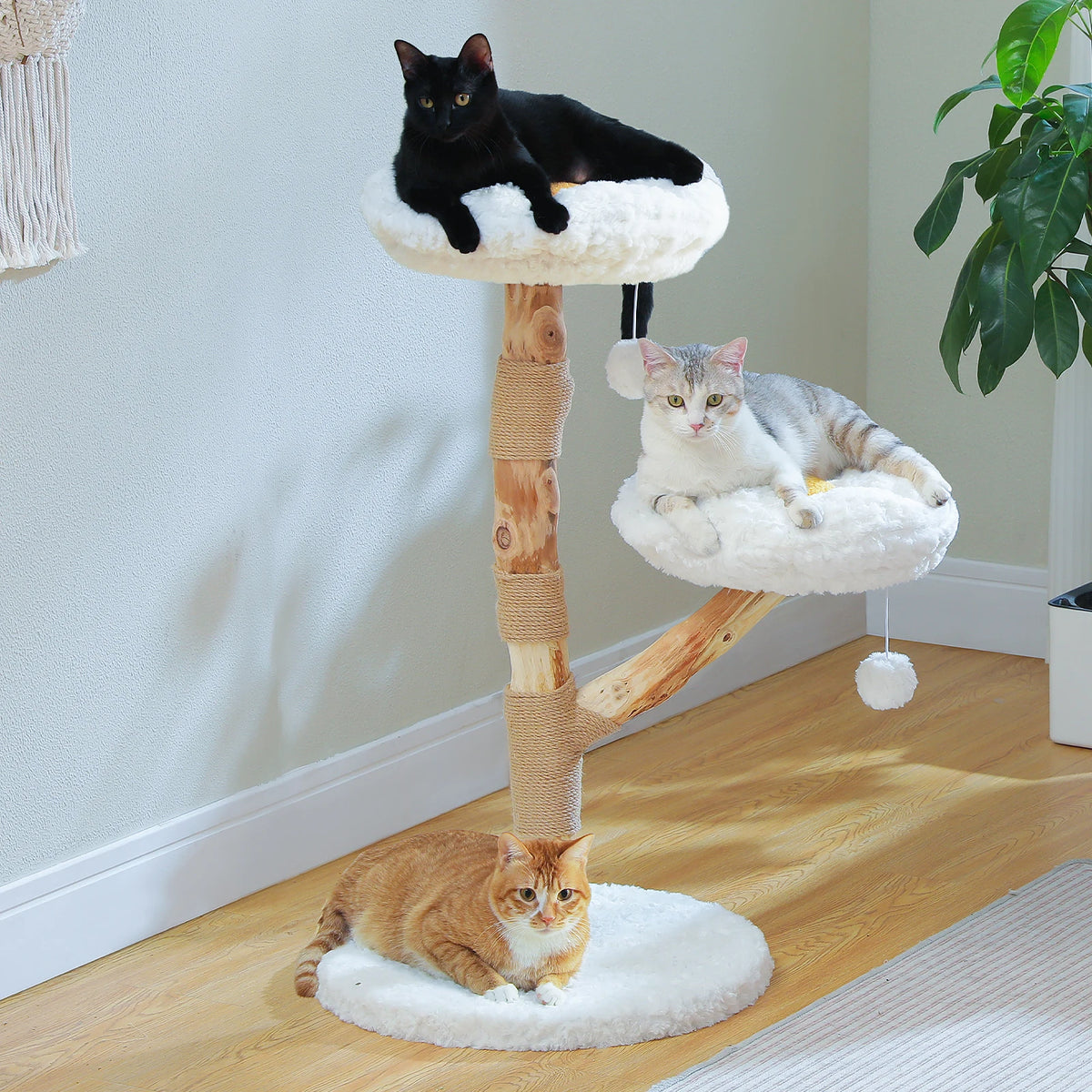 PAWZ Road Flower Cat Tree Wooden Tower Sisal Scratching Post