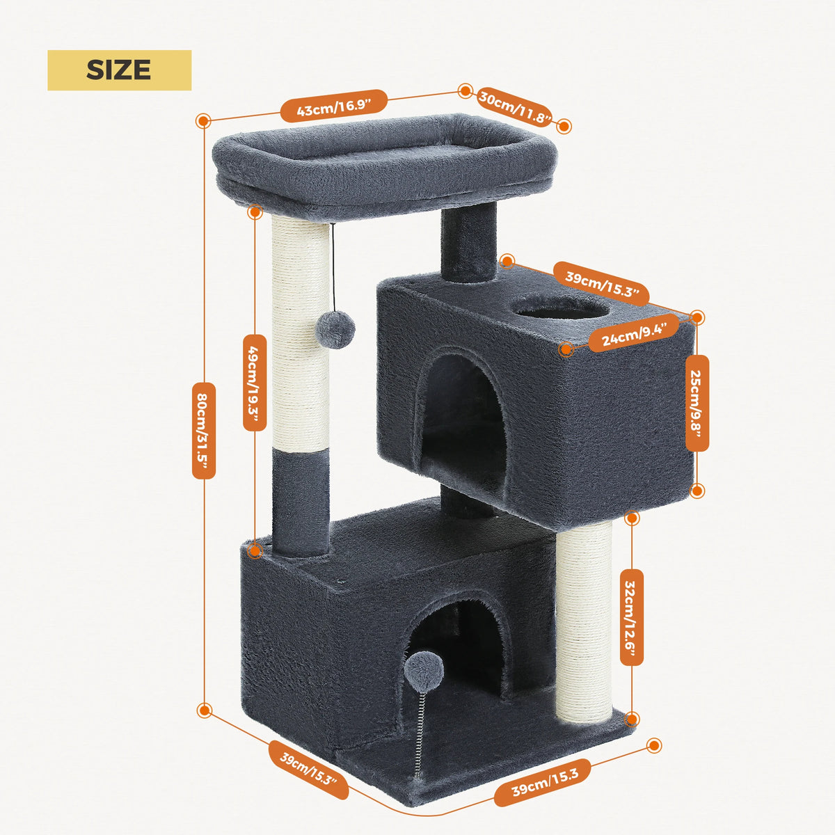PAWZ Road Multi Level Cat Tower With Sisal Scratching Posts