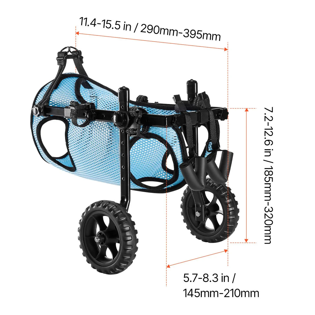 Adjustable Dog Wheelchair For Back Legs With Shock Absorbing Wheels