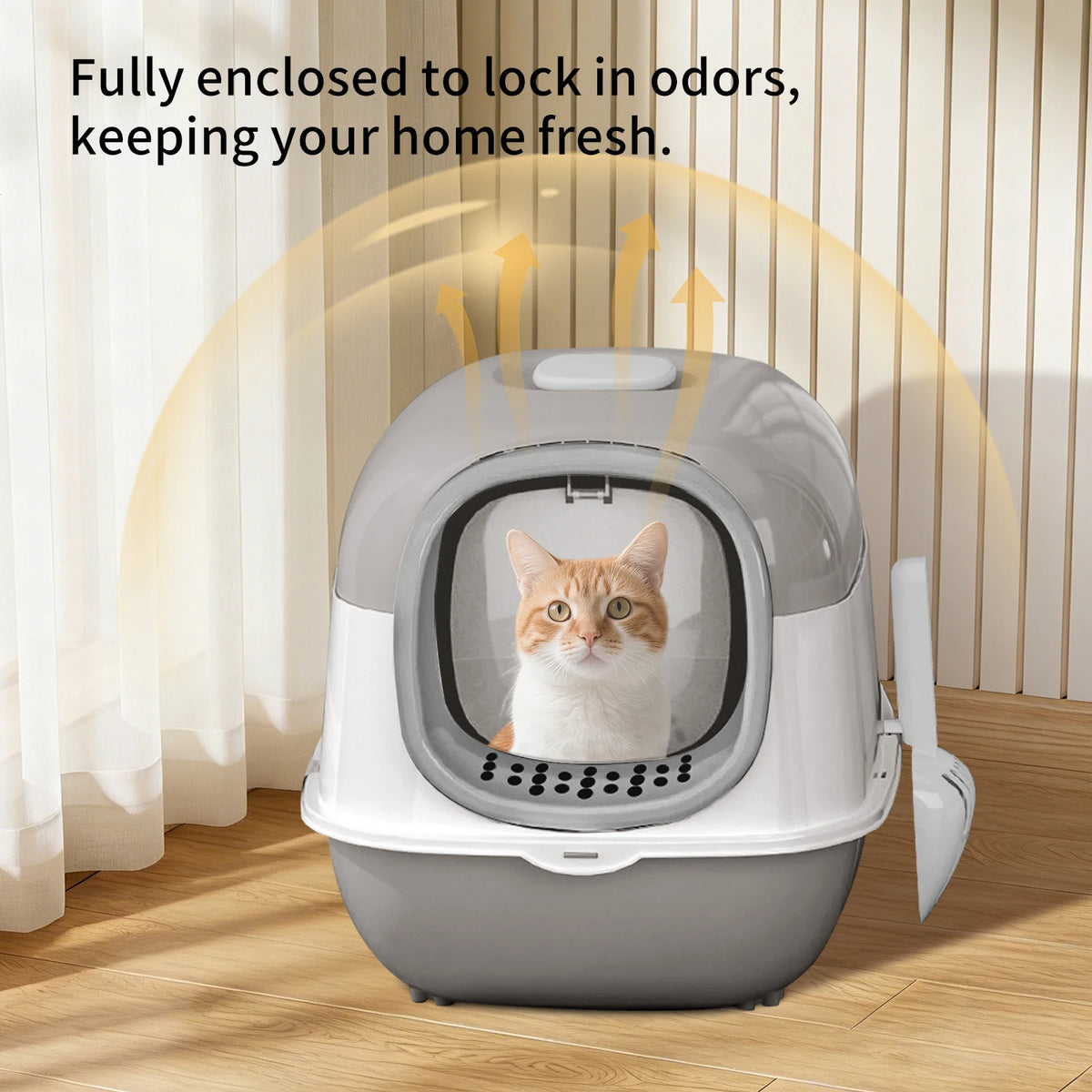 Switchable Open Semi Enclosed Cat Litter Box Splash Proof Design
