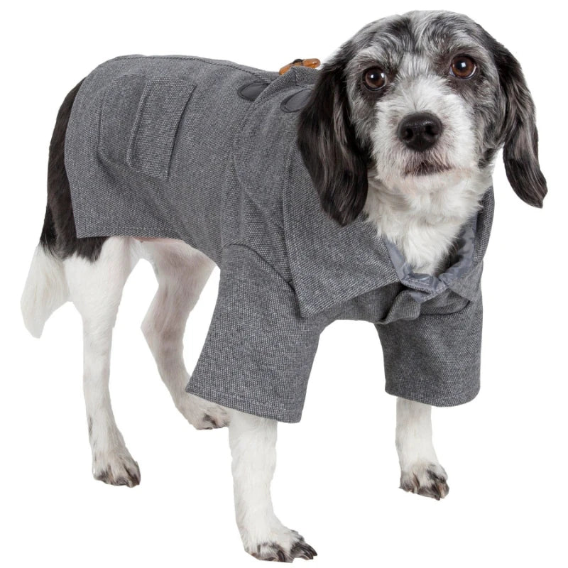 Collared Wool Dog Coat With Rivet Details And Warm Lining