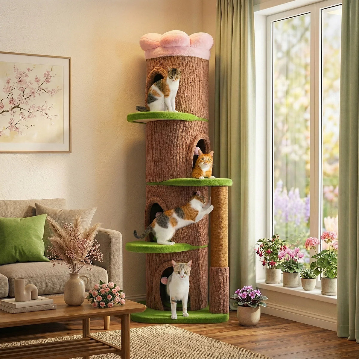 PAWZ Road Luxury Indoor Cat Tower Featuring Plush Condos
