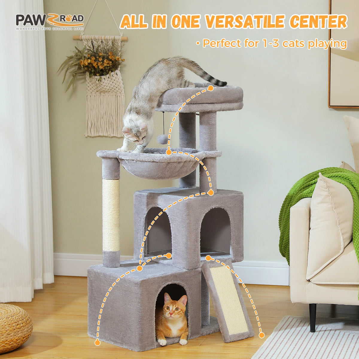 PAWZ Road Multi Level Cat Tower With Sisal Scratching Posts