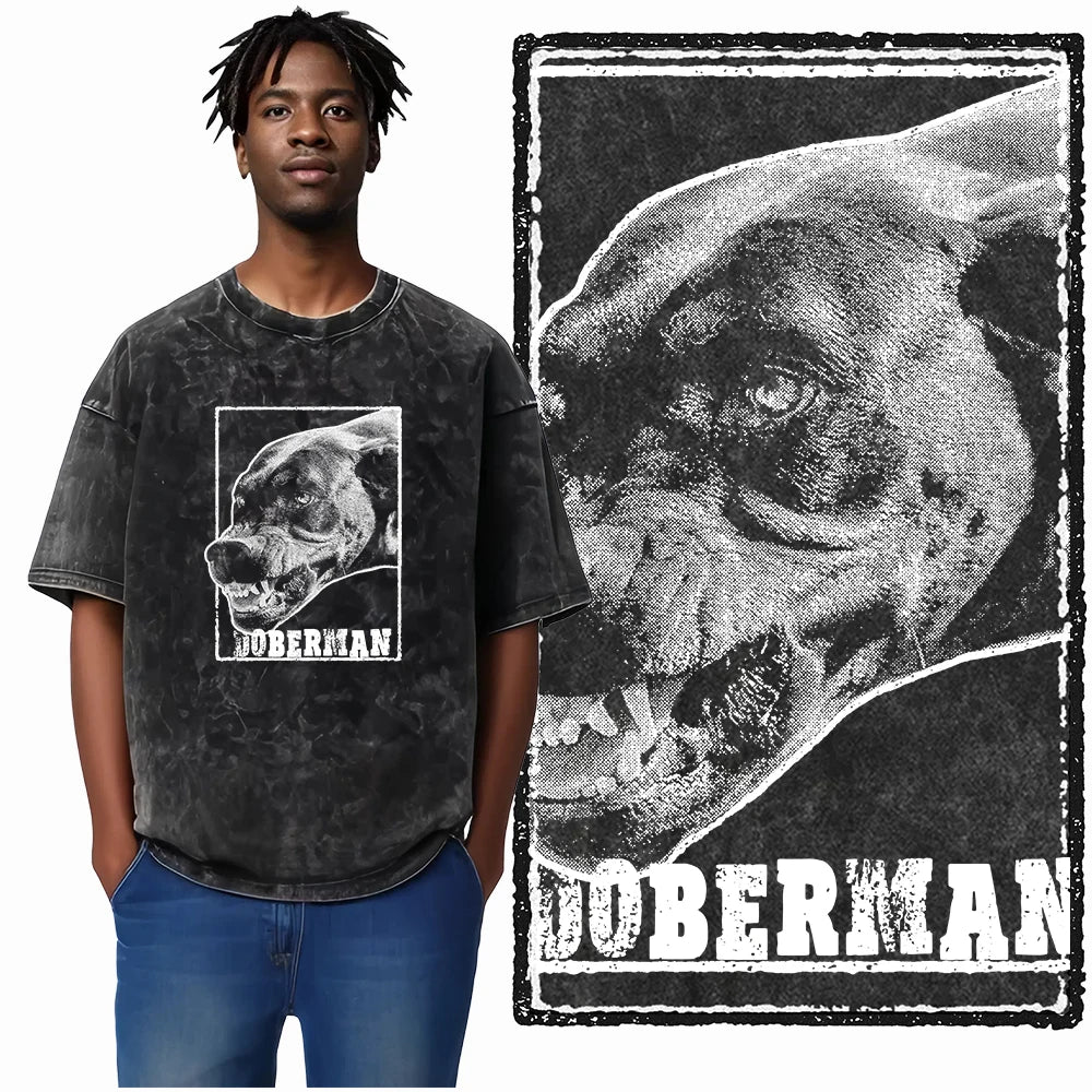 The Coolmind Doberman Graphic Printed Cotton Unisex Streetwear T Shirt