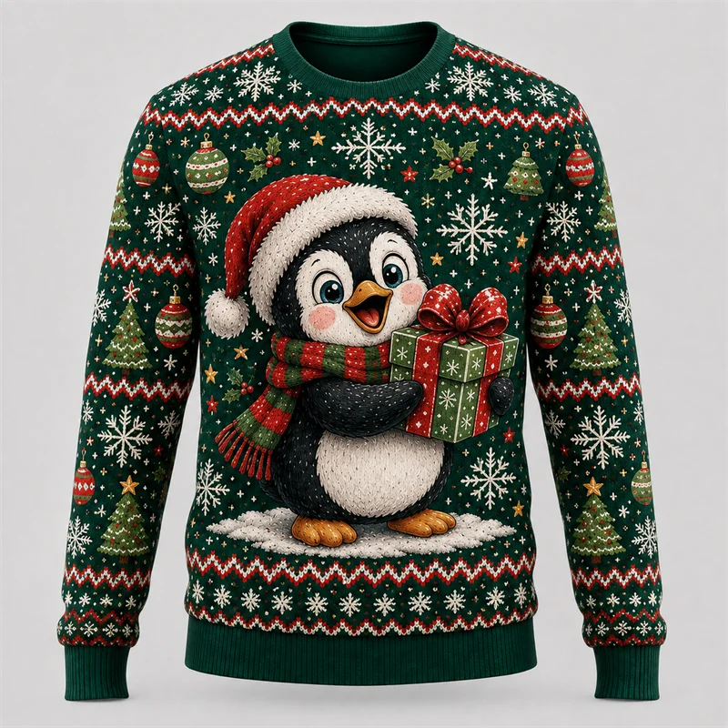 Cute Animal Christmas Graphic Sweatshirt For Unisex Holiday Wear