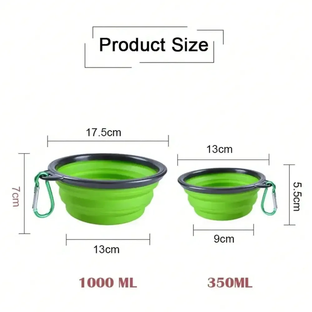 Portable Folding Pet Bowl Dispenser With Carabiner For Travel