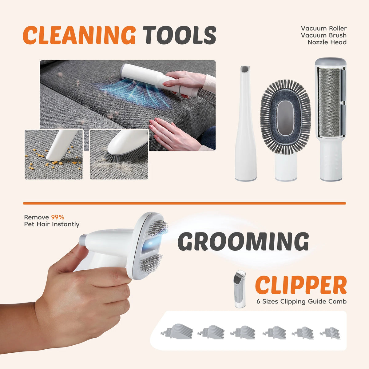 JHK Professional Pet Grooming Vacuum Kit With Low Noise Clippers