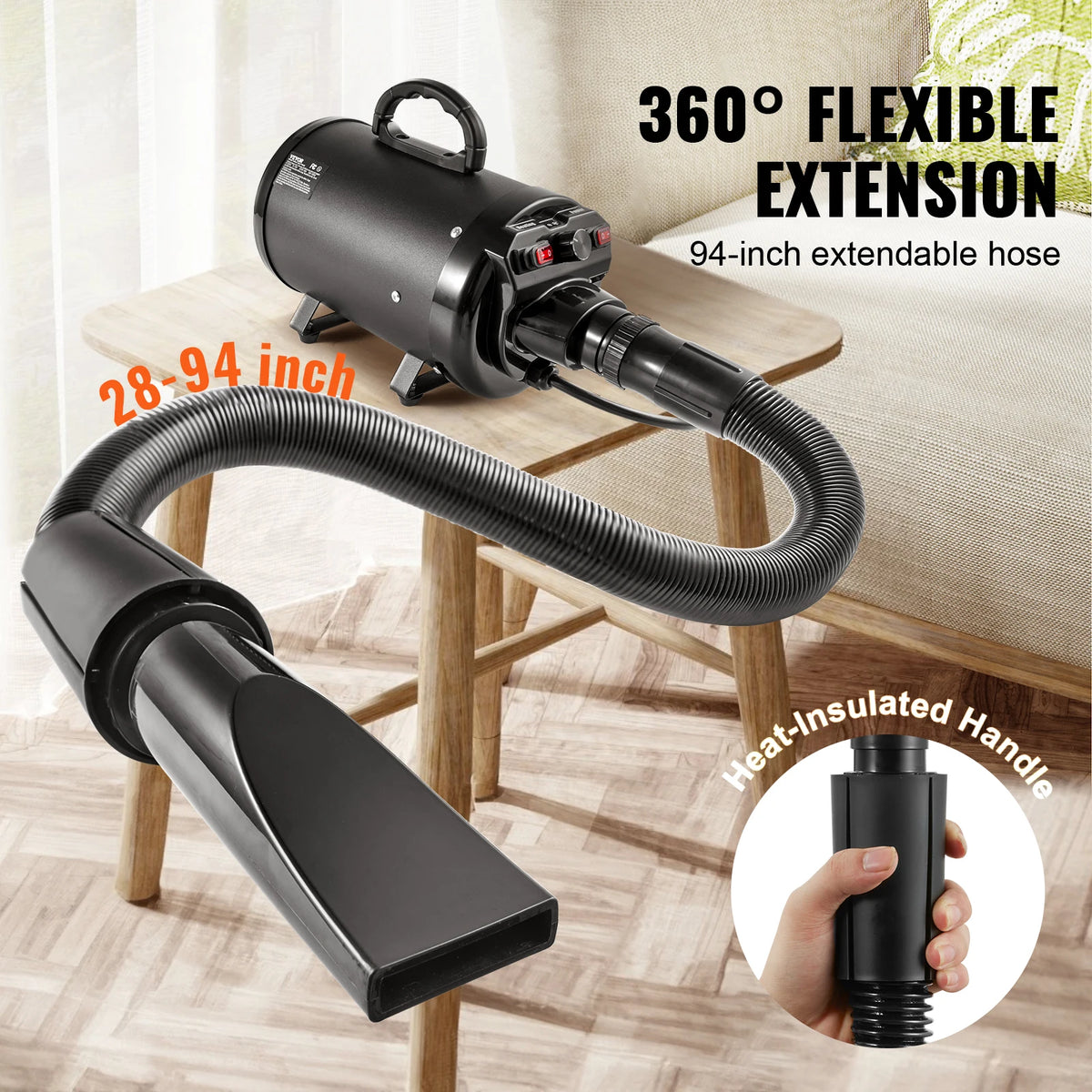 SucceBuy Adjustable Pet Grooming Dryer with 4 Nozzles and Hose