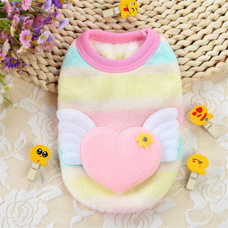Warm Fleece Dog Sweater With Cute Print Pet Apparel