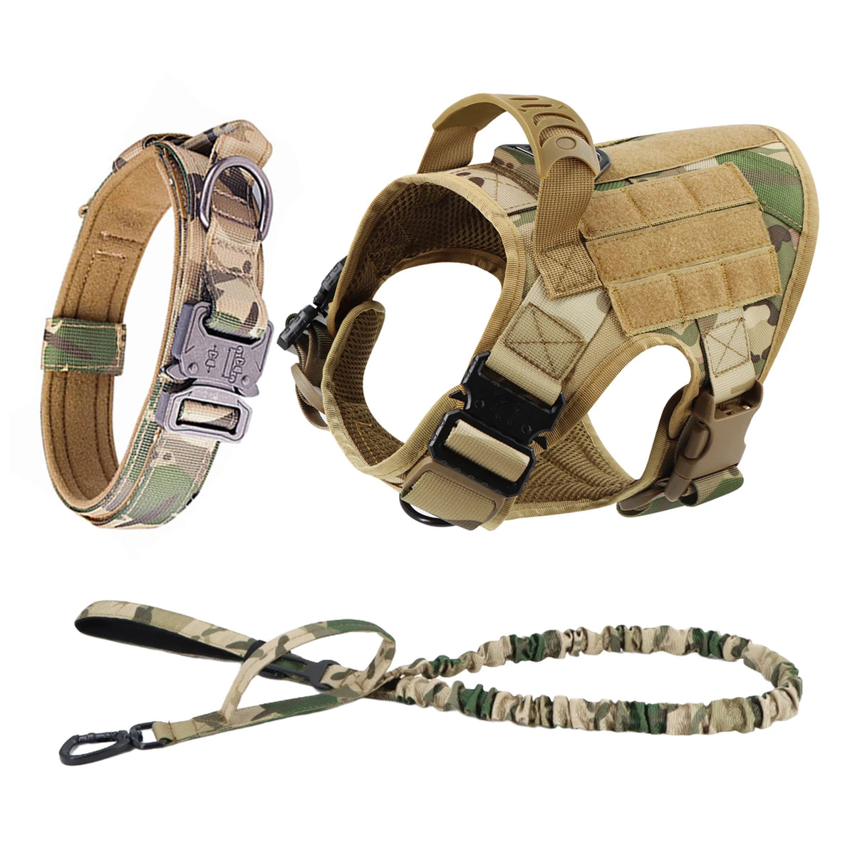 Padded Nylon Dog Harness And Leash Set With Buckle Closure