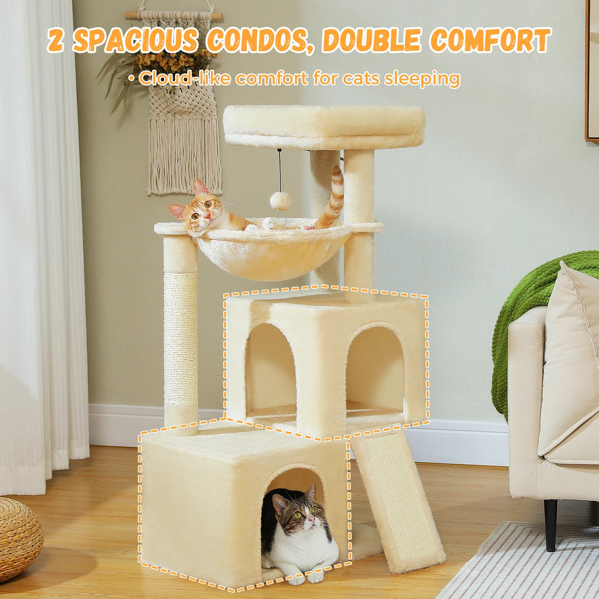 PAWZ Road Multi Level Cat Tower With Sisal Scratching Posts