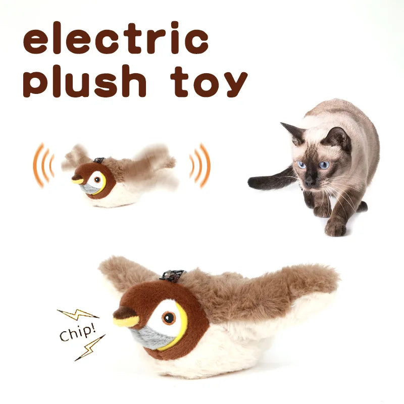 Touch Activated Plush Simulated Bird Interactive Cat And Dog Toy