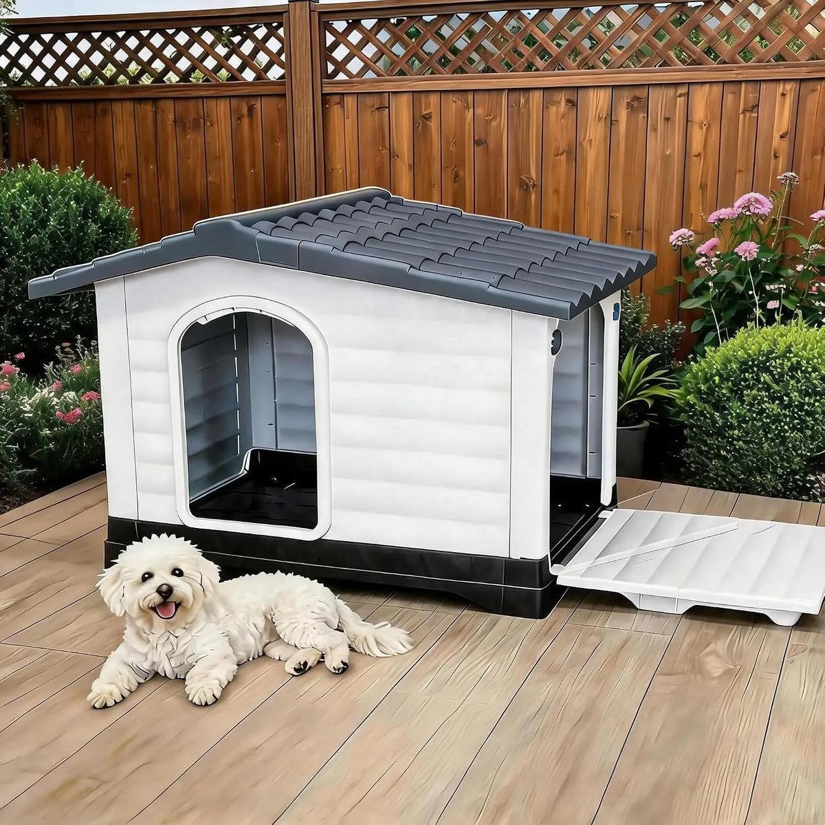 Twister Waterproof Two Door Dog House With Elevated Base