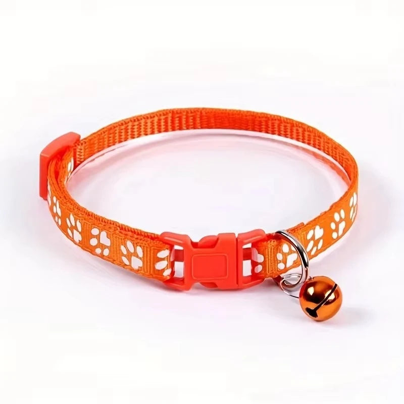 Adjustable Cat Collar With Attached Bell And Ribbon Design
