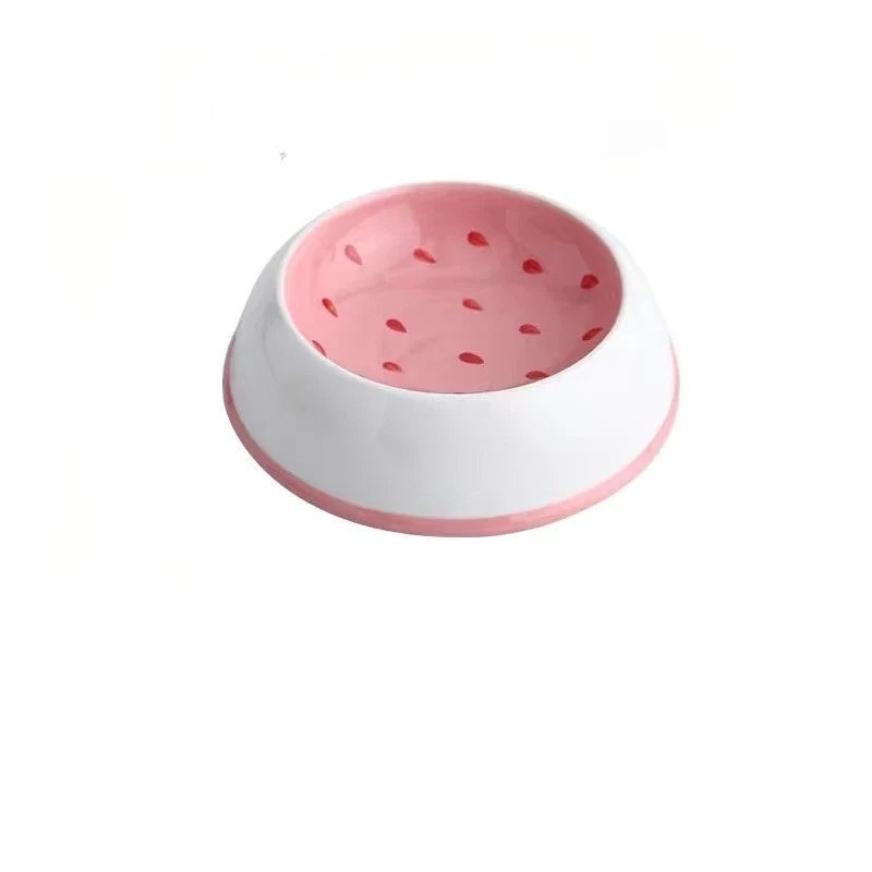 Watermelon Strawberry Ceramic Slow Feeder Bowl For Cats