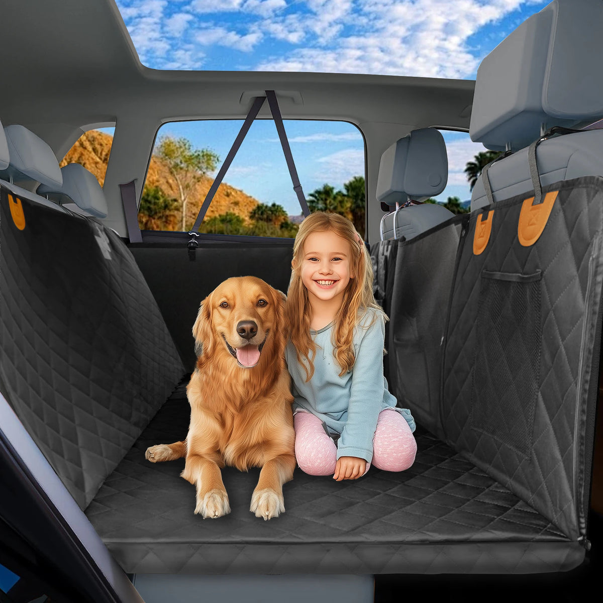 Borwart Waterproof Dog Car Seat Cover Back Seat Hammock Storage
