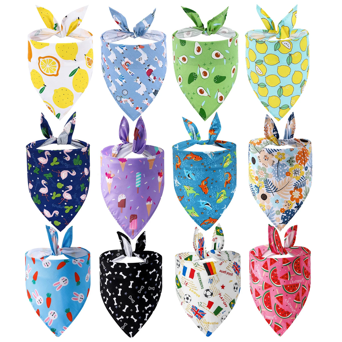 Washable Soft Cloth Fruit Floral Dog Bandana With Adjustable Strap