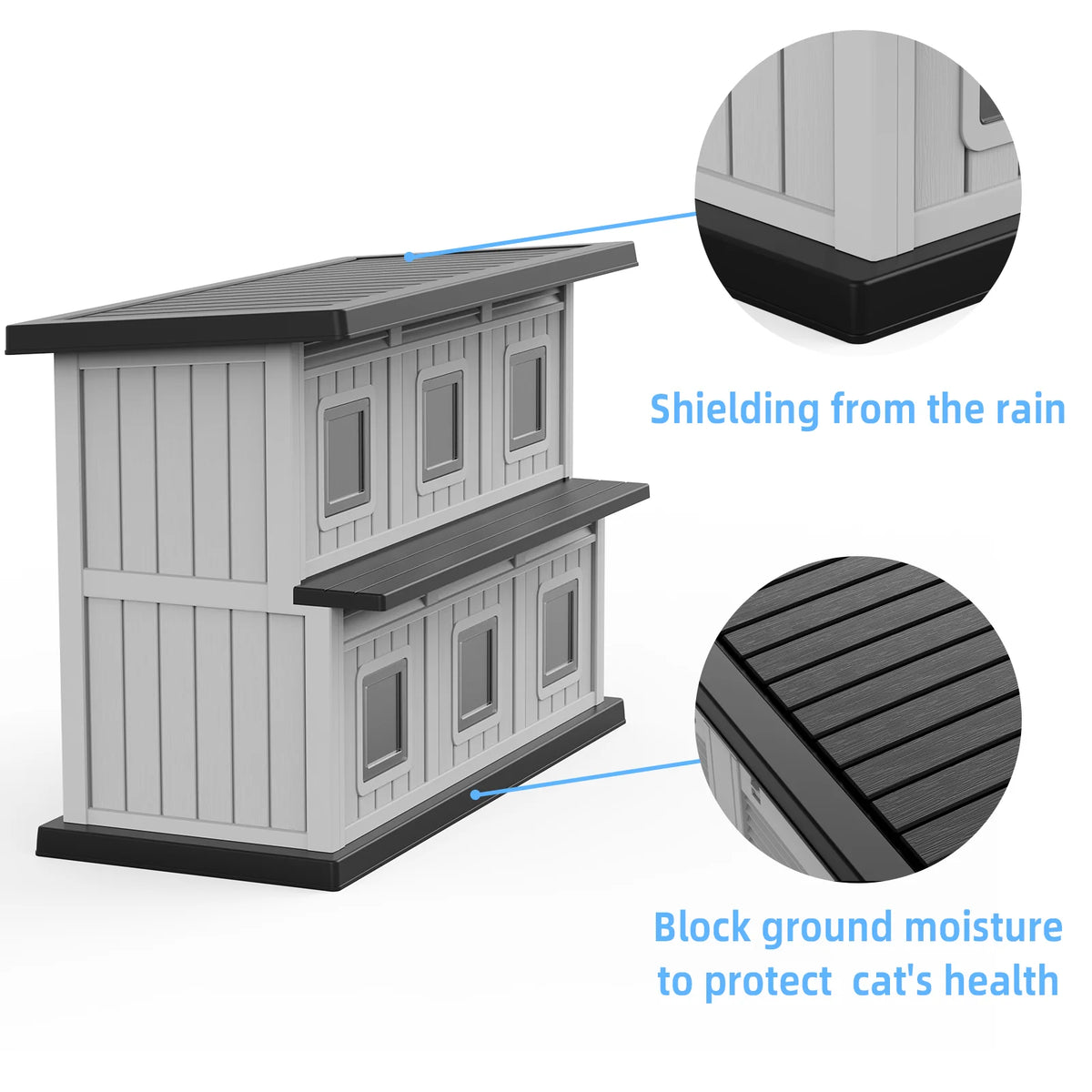 Double Tier Weatherproof Cat House For Indoor Outdoor Use