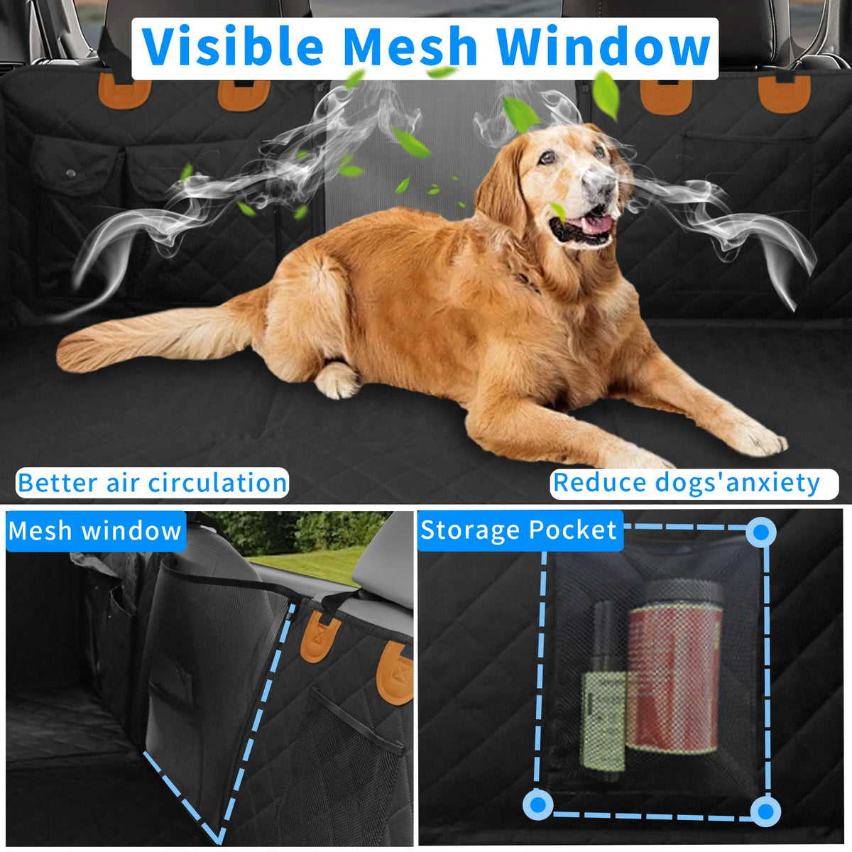 Borwart Waterproof Dog Car Seat Cover Back Seat Hammock Storage