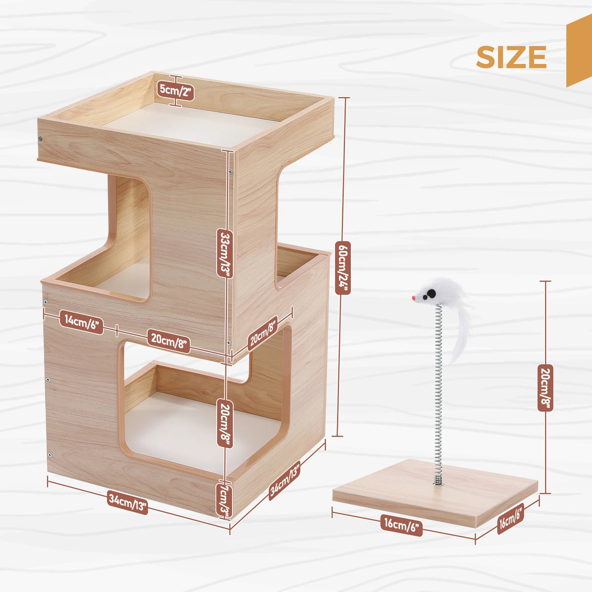 PAWZ Road Wooden Cat Condo Tower With Removable Soft Mat