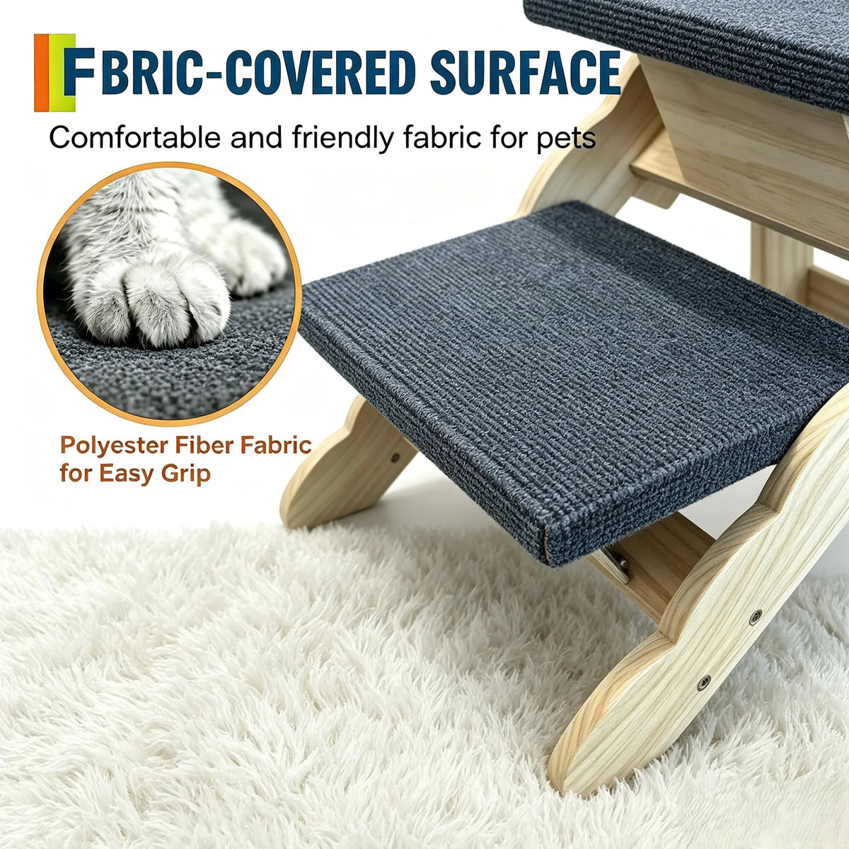 DishyKooker Wooden Pet Stairs And Folding Dog Ramp For Beds