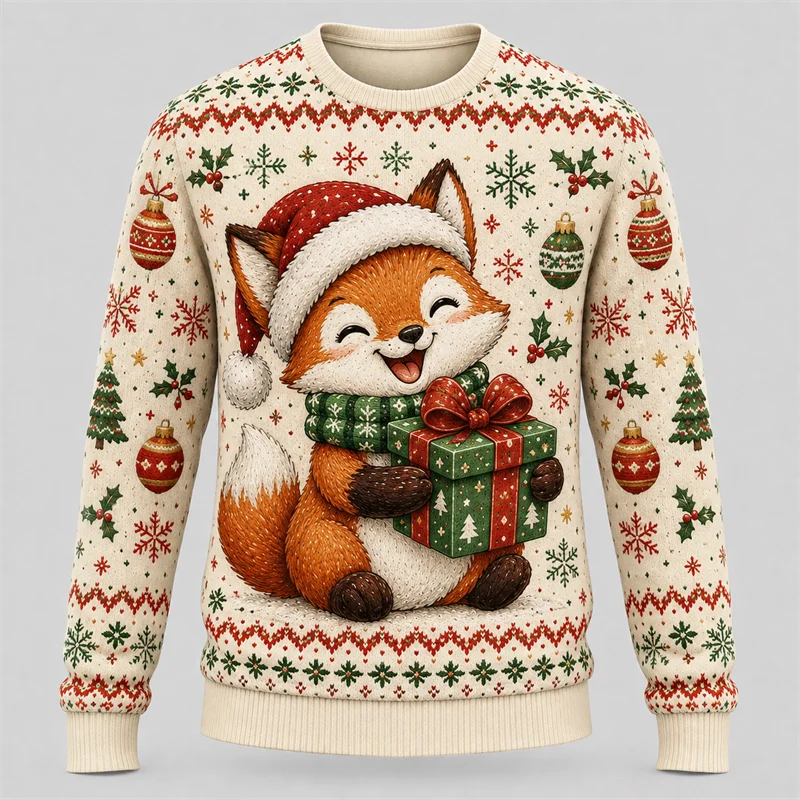 Cute Animal Christmas Graphic Sweatshirt For Unisex Holiday Wear