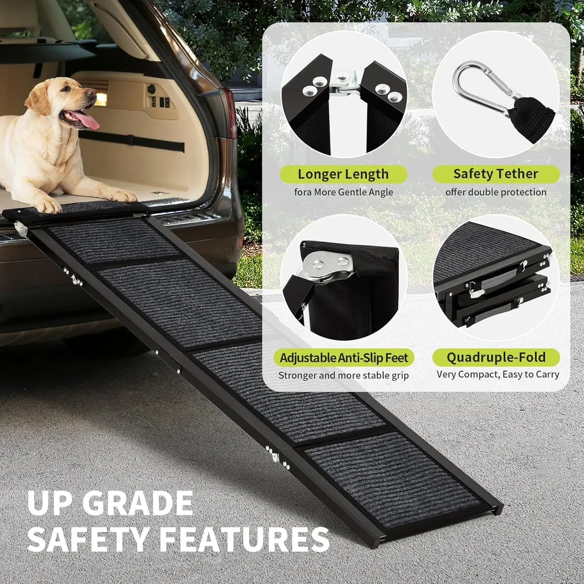 HiMISS Folding Dog Car Ramp Non Slip Heavy Duty Portable