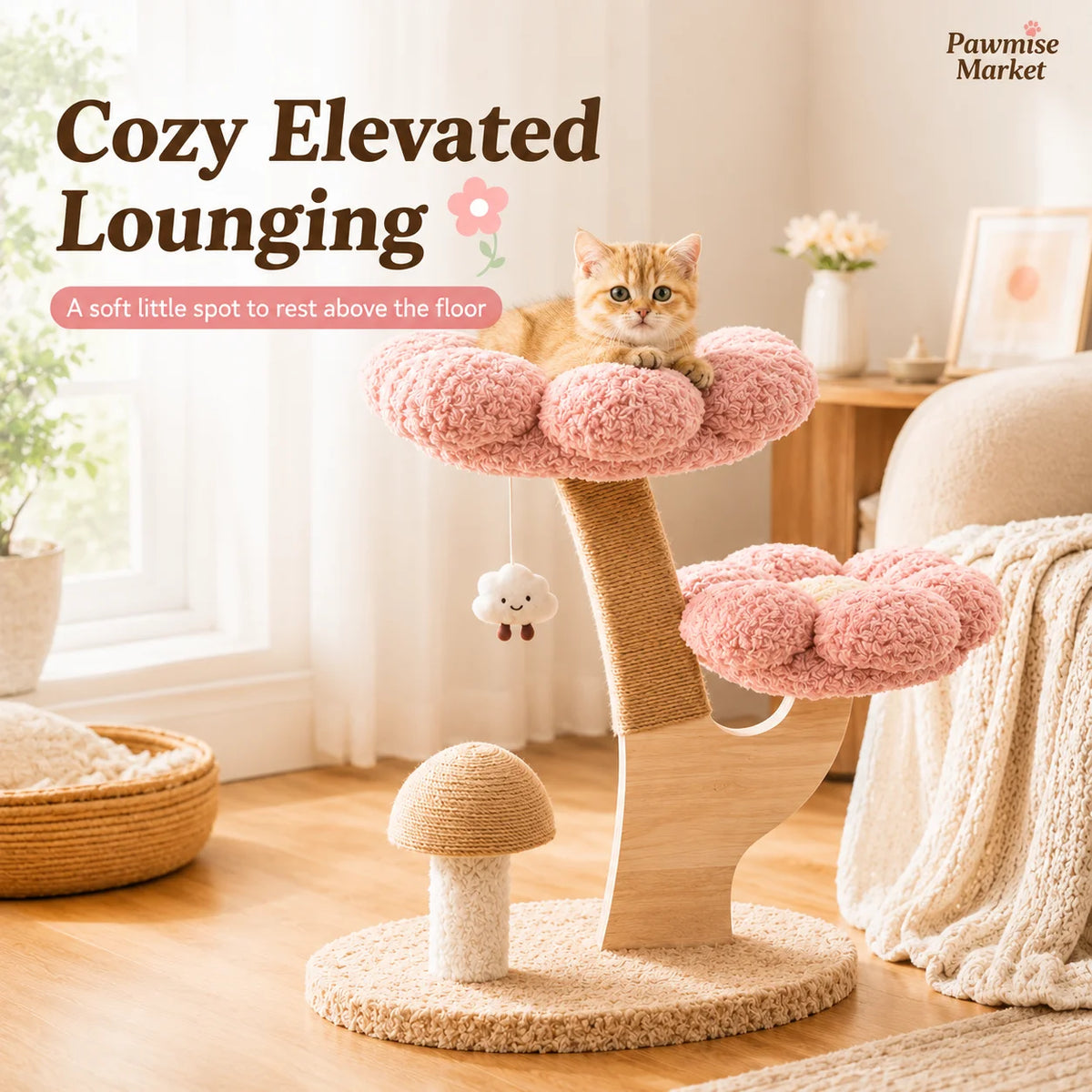 Indoor Cat Tree With Sisal Scratching Post And Comfort Perches