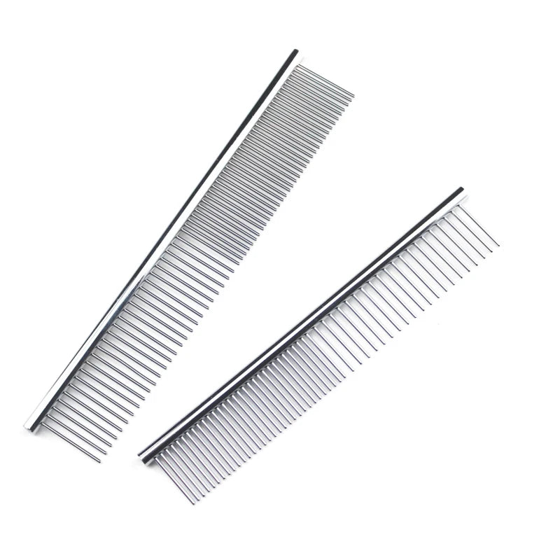 Premium Stainless Steel Grooming Comb for Thick Pet Fur Removal