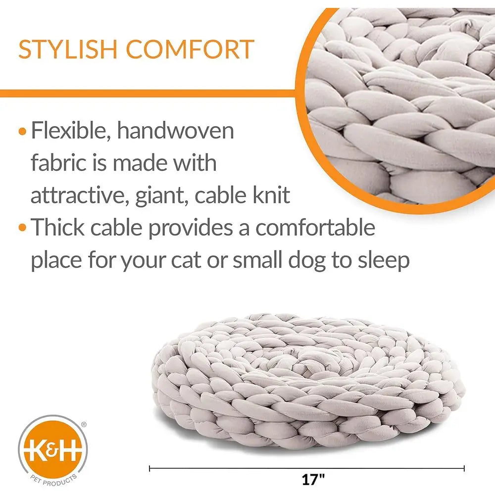 Handwoven Knitted Round Polyester Pet Cozy Soft Cat Sleeping Cushion