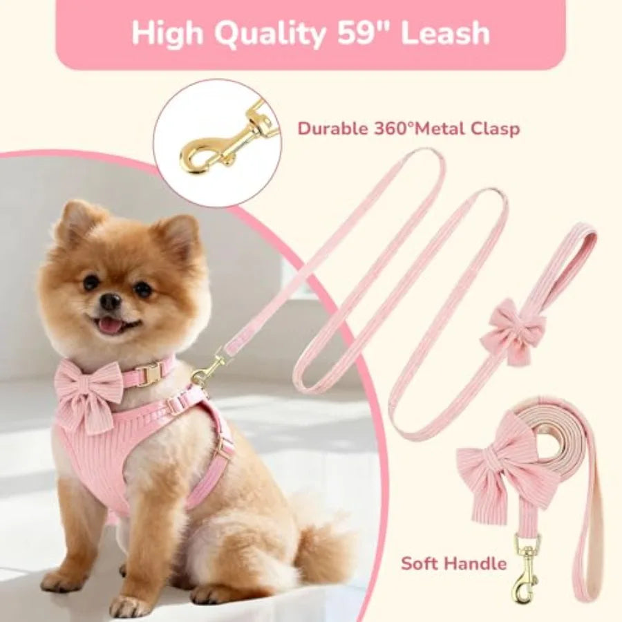 Adjustable Dog Collar Harness And Leash Set For Daily Walks
