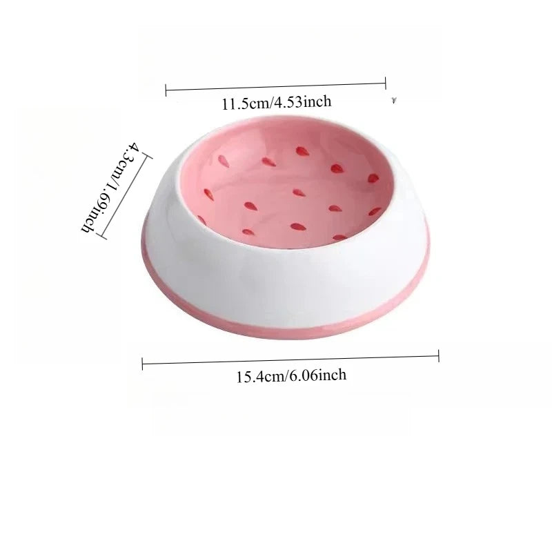 Watermelon Strawberry Ceramic Slow Feeder Bowl For Cats